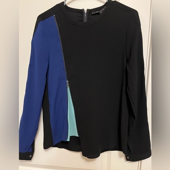 BCBG MaxAzria “Carrie” Black, Blue and Green Designer Blouse Women's Size  XS - Picture 1 of 9